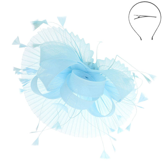 Sheer Mesh Loop Feather Spray Fascinator with Headband
