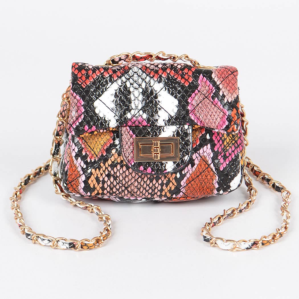 Multi Snake Quilted Mini Bag: Multicolor