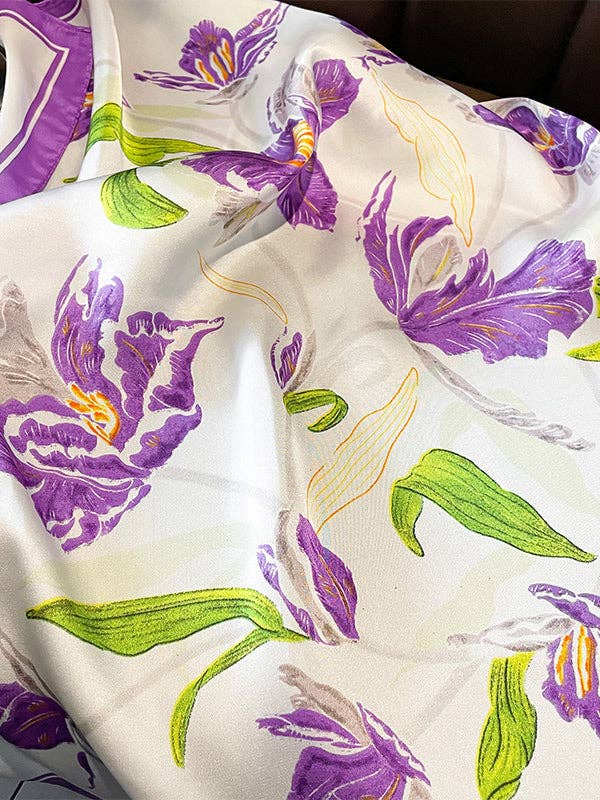 Floral Print Contrast Color Shawl and Scarf