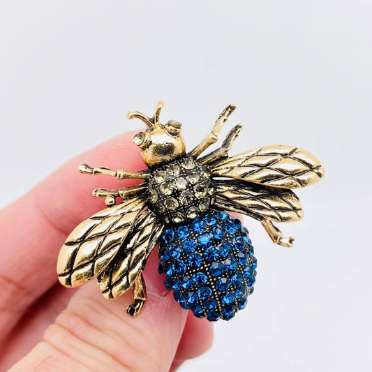 Metal Rhinestone Bee Brooch Clothes Pin