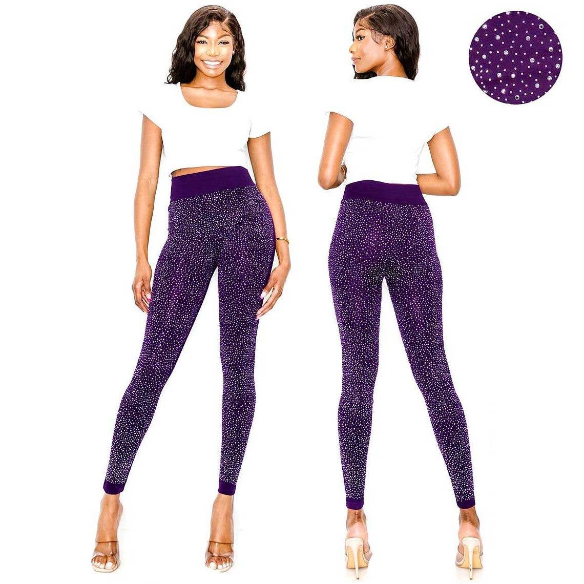 Dazzling Big Chip Rhinestone Leggings