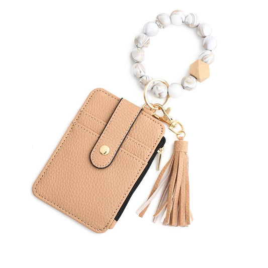 Multi-Colored Leopard Print Bracelet Card Slot Keychain