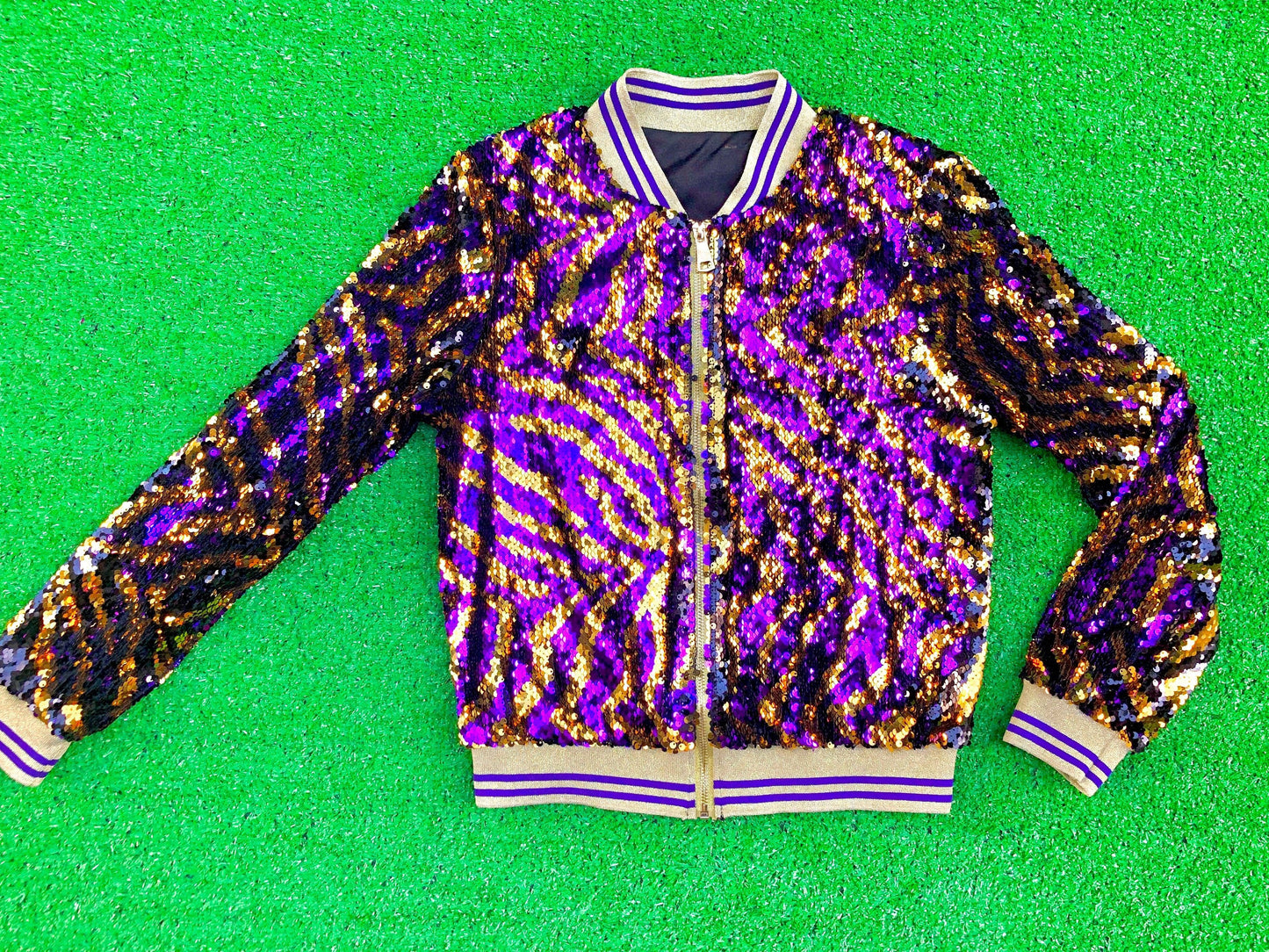GLEAUX GIRL™ ORIGINAL GAMEDAY™ SEQUIN JACKET TIGER STRIPE