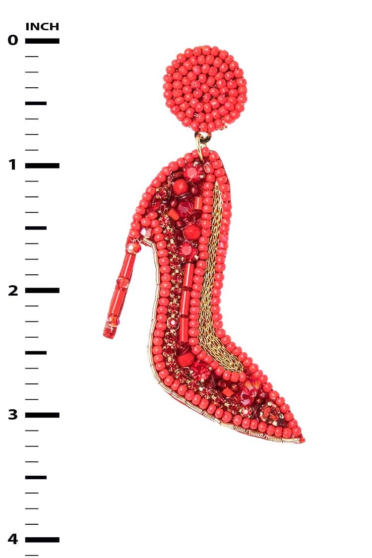 Seed Beading Red Heels Iconic Earrings