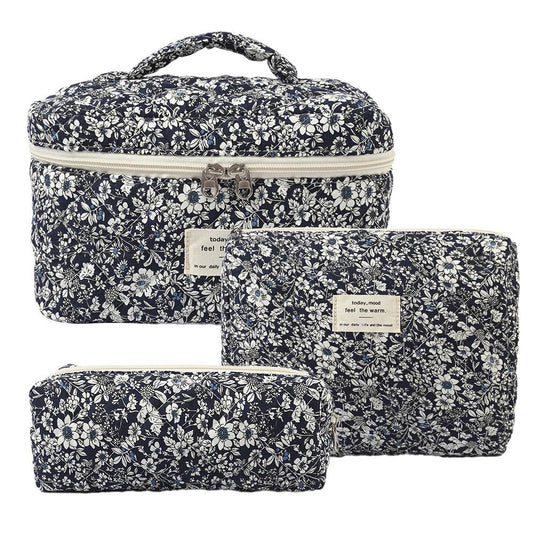 3 Pieces Set Cute Cotton Cosmetic Bag Portable Wash Storage