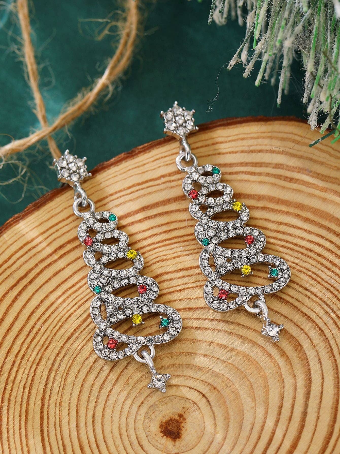 Luxury Colorful Christmas Tree Ear Studs for Women
