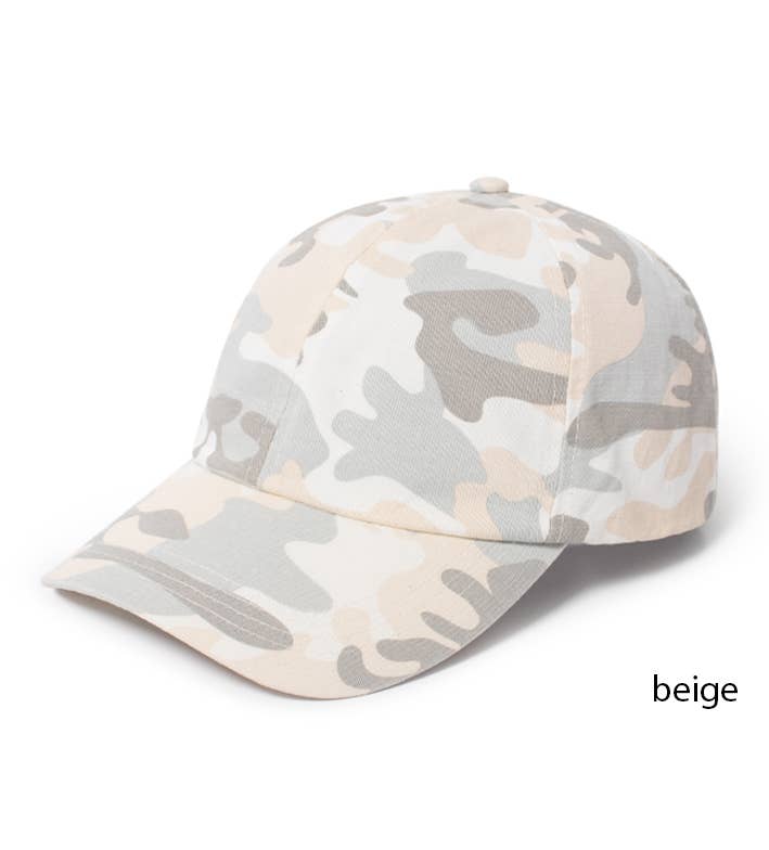 BEIGE CAMO BASEBALL CAP