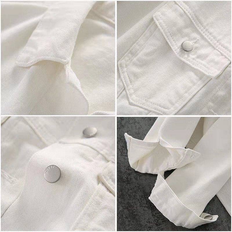 Oversized White Denim Jacket with Vintage Style