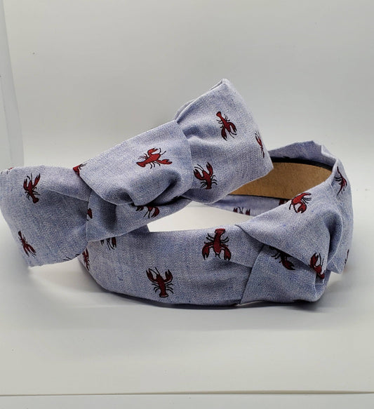 Crawfish on Blue Headband – Mud Bug Seafood Statement Hair Accessory