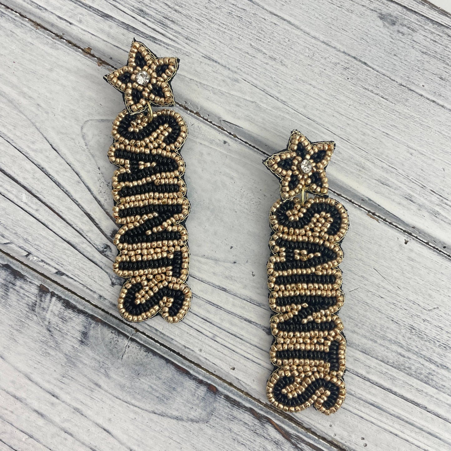 Beaded SAINTS earrings