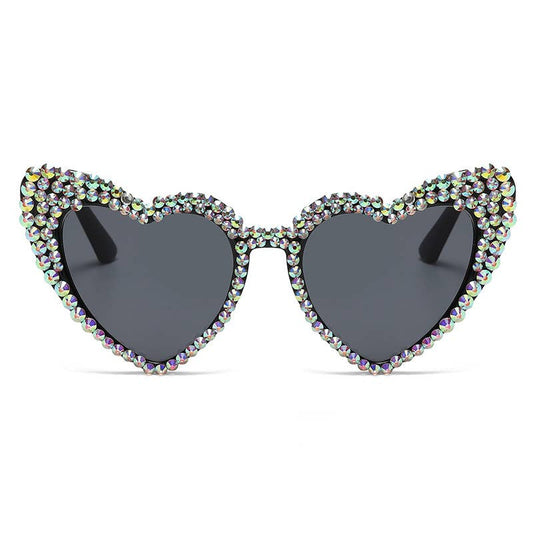 Vintage Rhinestone Fashion Heart Sunglasses
