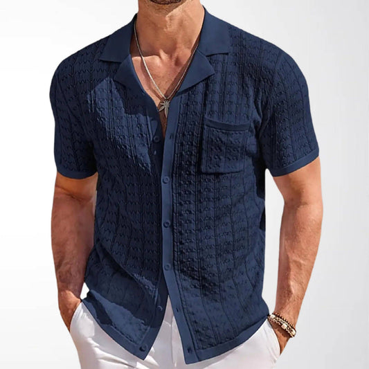 Knitted Casual Polo Shirt With Cuban Collar