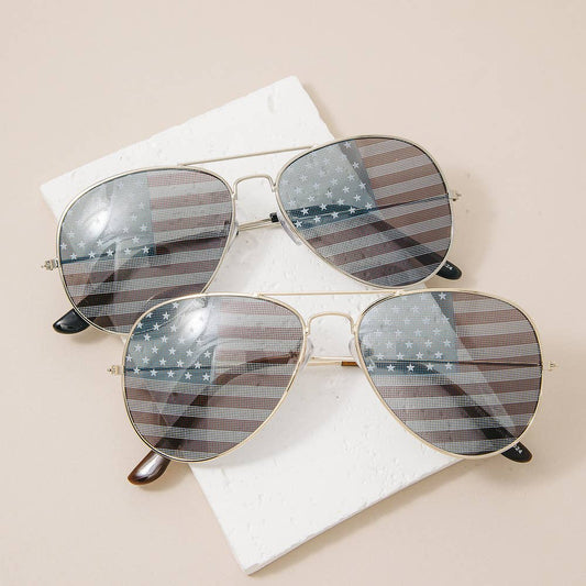 Patriotic Aviator American Flag Sunglasses