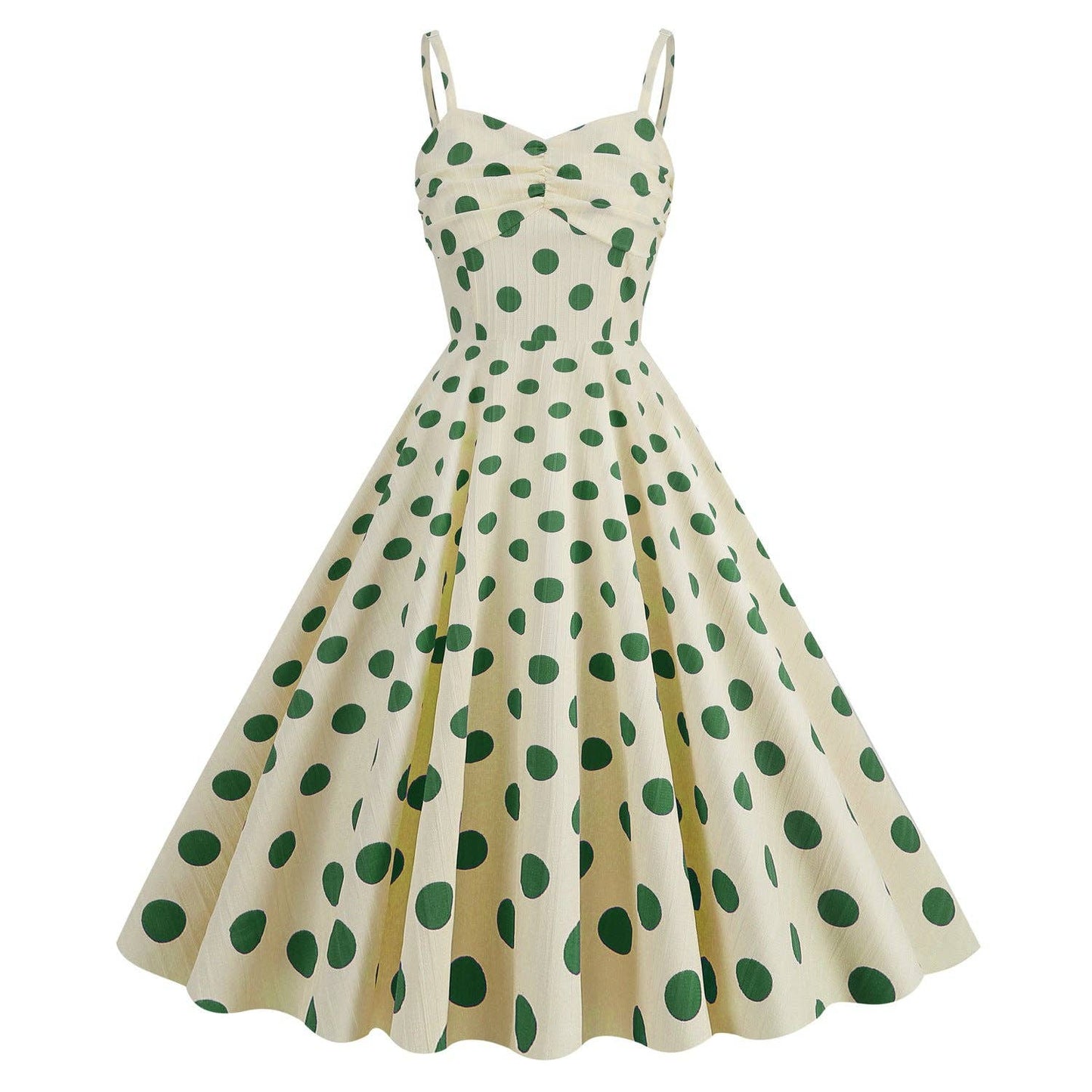 Retro Polka Dot Maxi Dress with V-Neck and High Waist