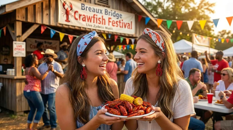 Southern Style Accessories – Crawfish Earrings & Seafood Headbands
