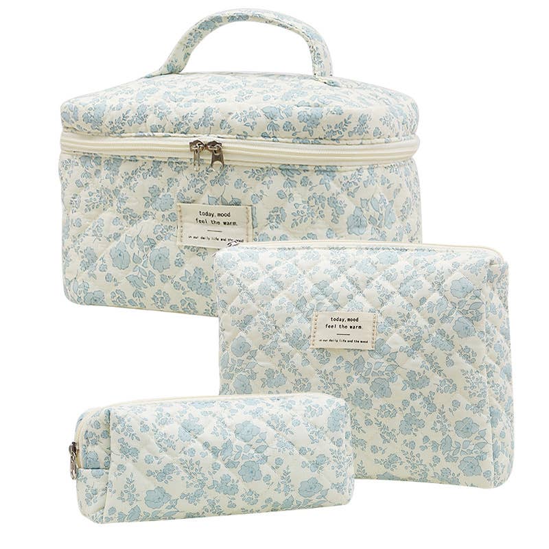 3 Pieces Set Cute Cotton Cosmetic Bag Portable Wash Storage