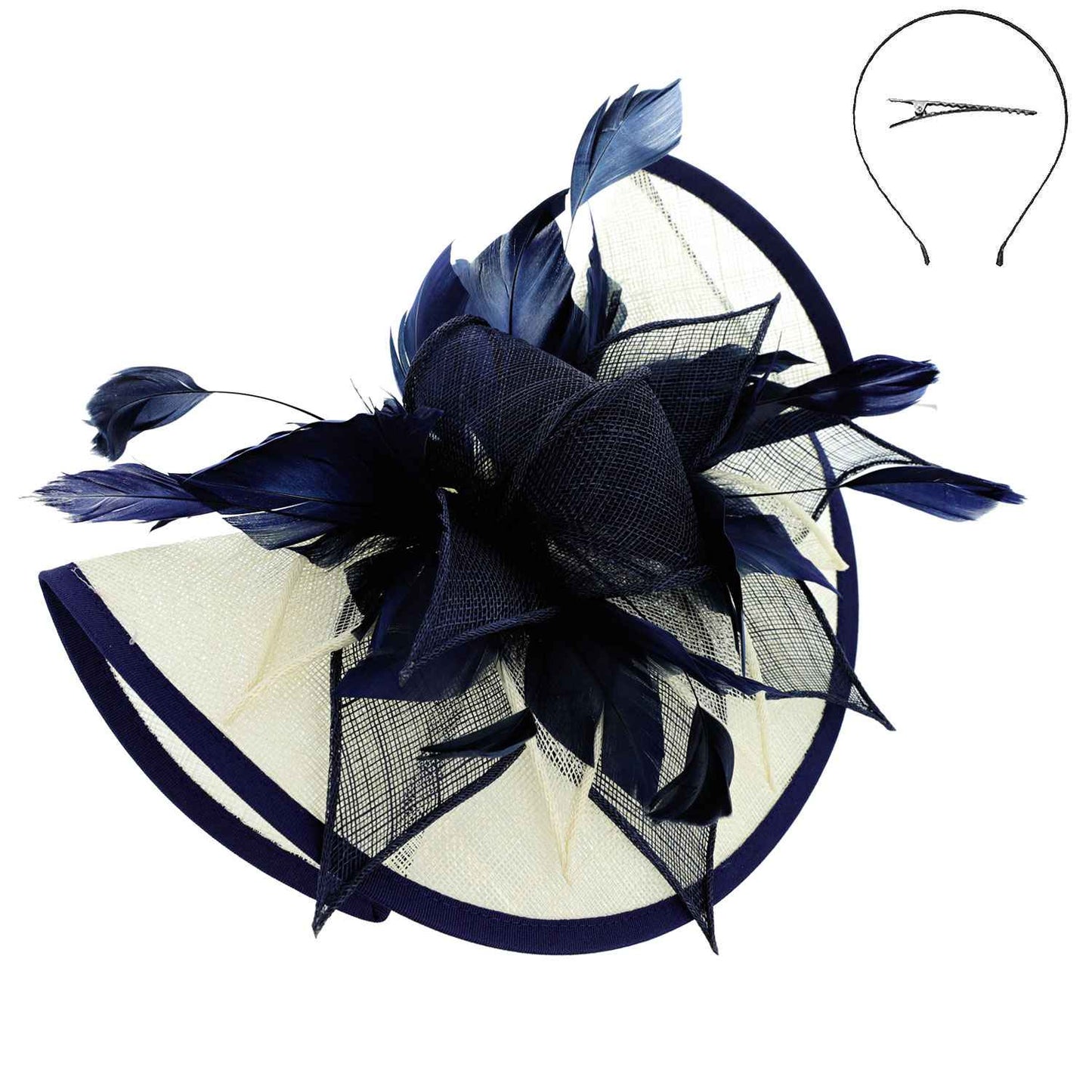 Two Tone Folded Fascinator with Headband and Clip