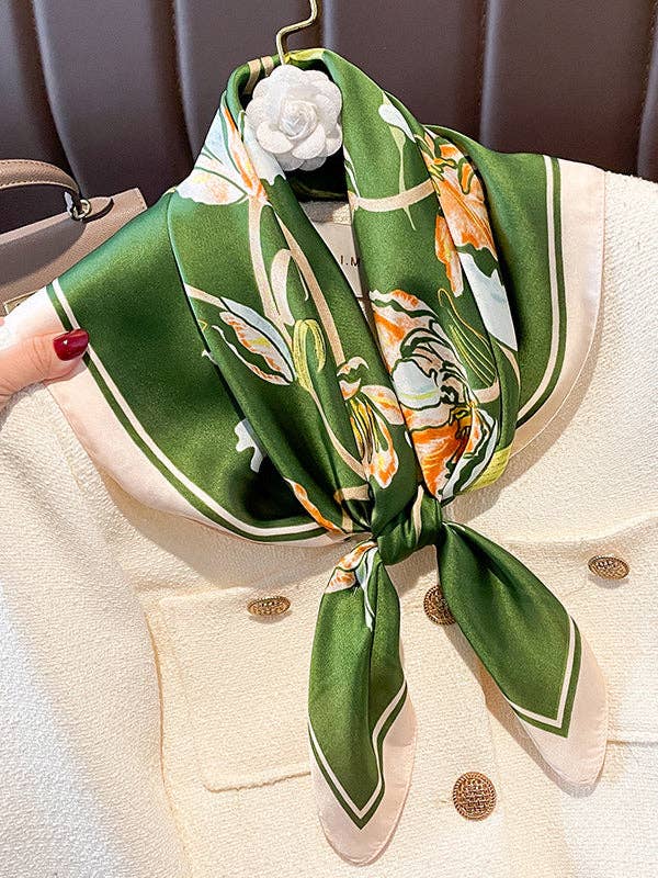 Floral Print Contrast Color Shawl and Scarf