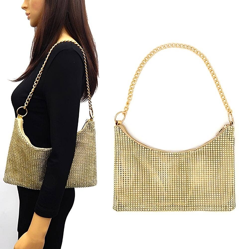 Chain Strap Soft Rhinestone Night Evening Bag