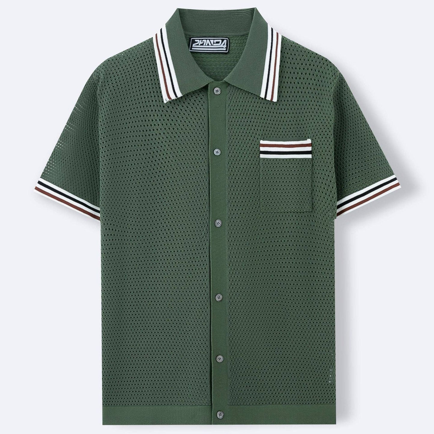 Men's Knitted Cardigan Summer Stripe Polo Shirt