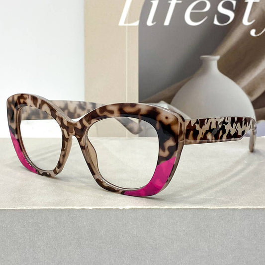 Fashion Cat Leopard Print Retro Flat Eyeglasses