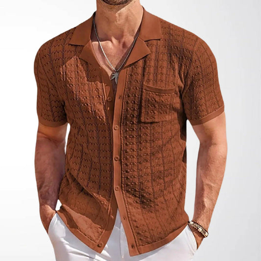 Knitted Casual Polo Shirt With Cuban Collar