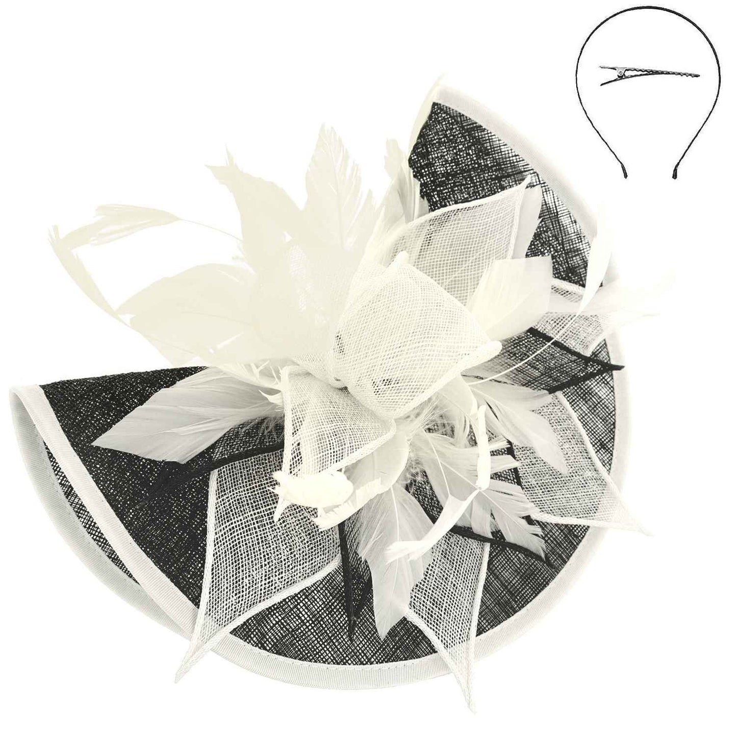 Two Tone Folded Fascinator with Headband and Clip