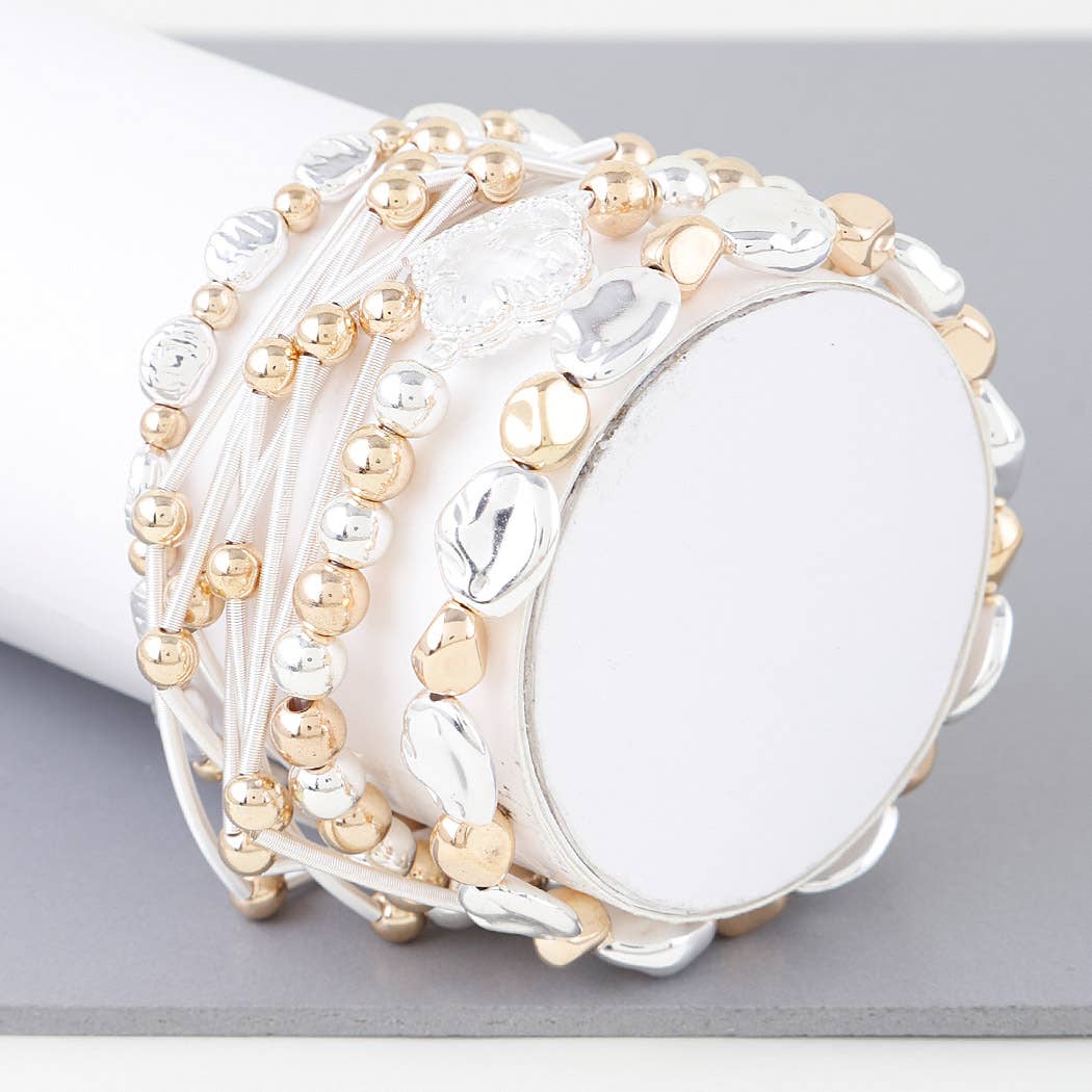 Multi Clover Coil Beaded Bracelet: GD