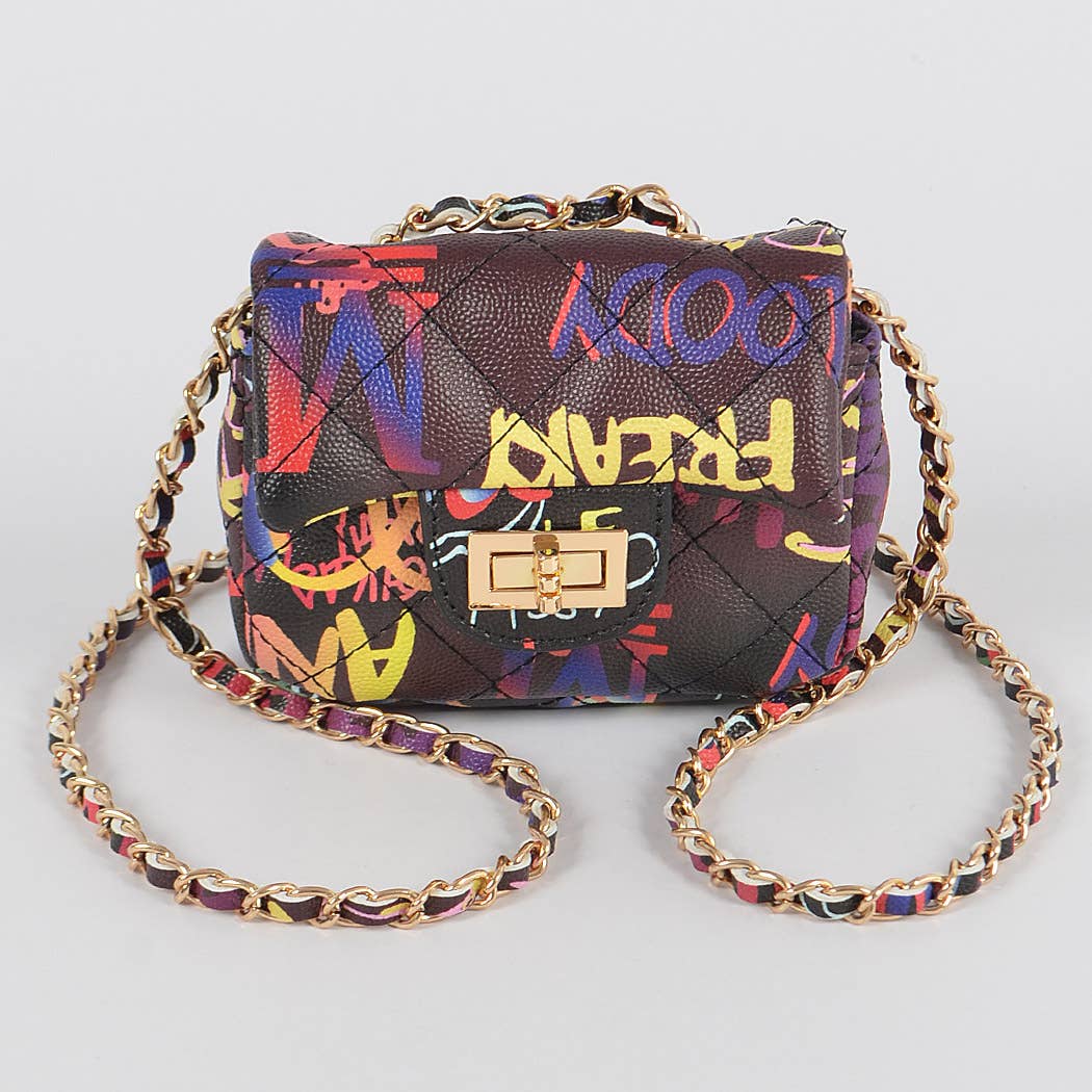 Multi Graffiti Quilted Mini Bag