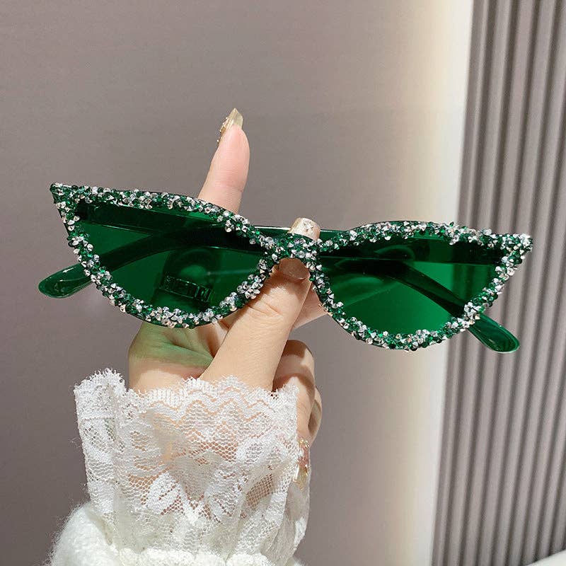Trendy Cat Eye Sunglasses with Rhinestones in Candy Colors