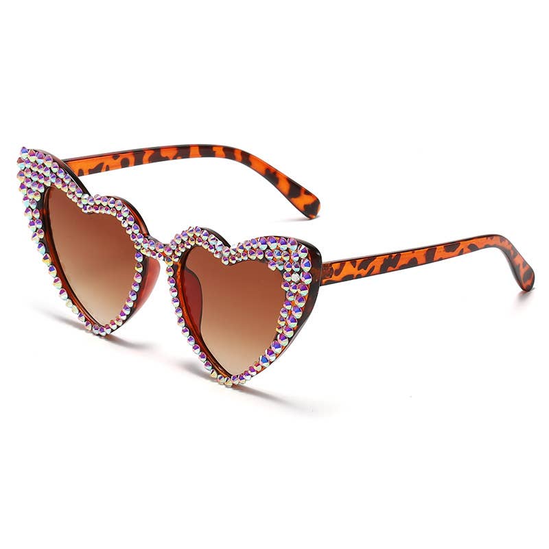 Vintage Rhinestone Fashion Peach Heart Sunglasses