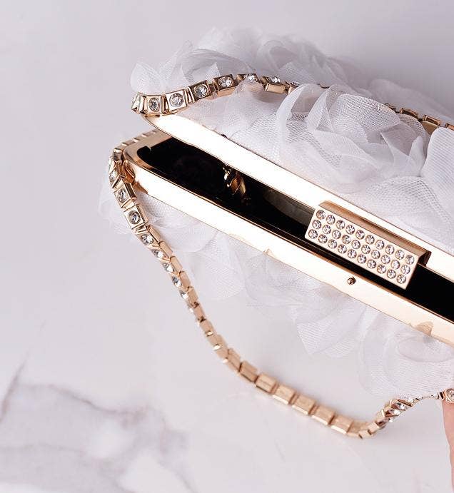 Chiffon flower clutch bag party evening handbag