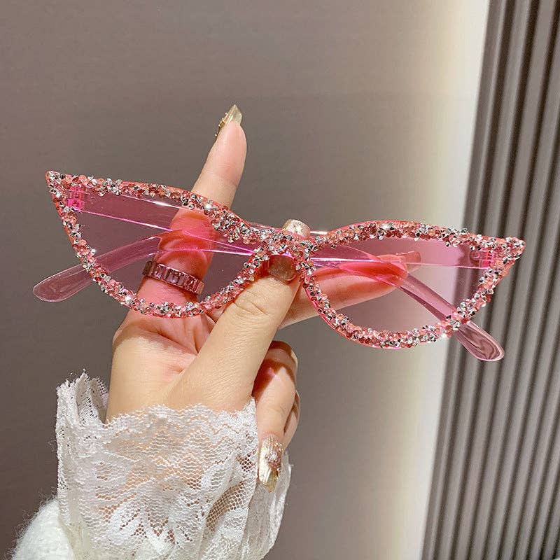Trendy Cat Eye Sunglasses with Rhinestones in Candy Colors