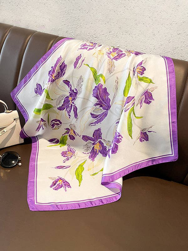 Floral Print Contrast Color Shawl and Scarf
