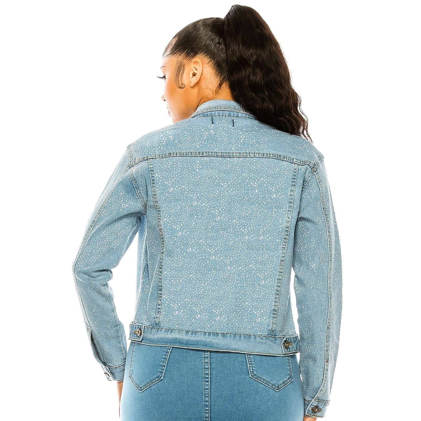 Bling Chip Rhinestone Purple Denim Jacket