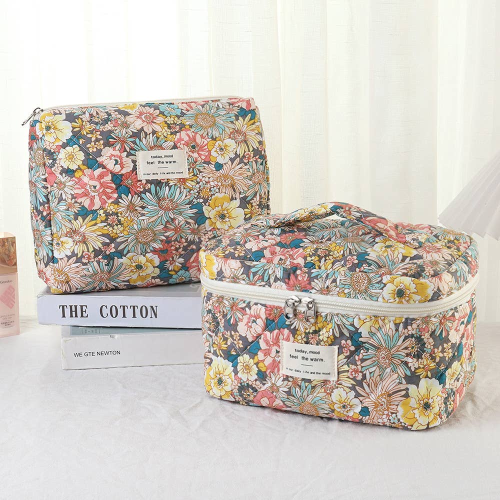 3 Pieces Set Cute Cotton Cosmetic Bag Portable Wash Storage