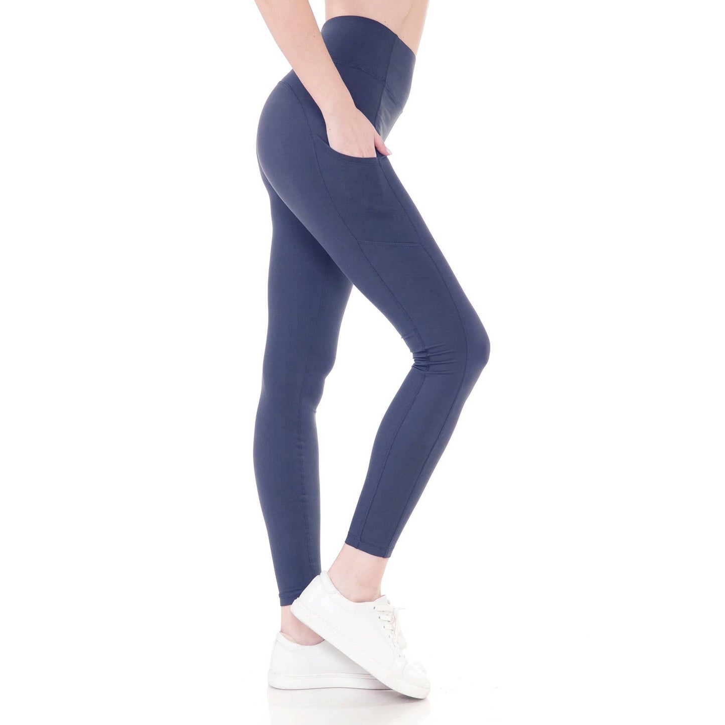 High Waist Activewear Leggings - Side Pockets: Black / M