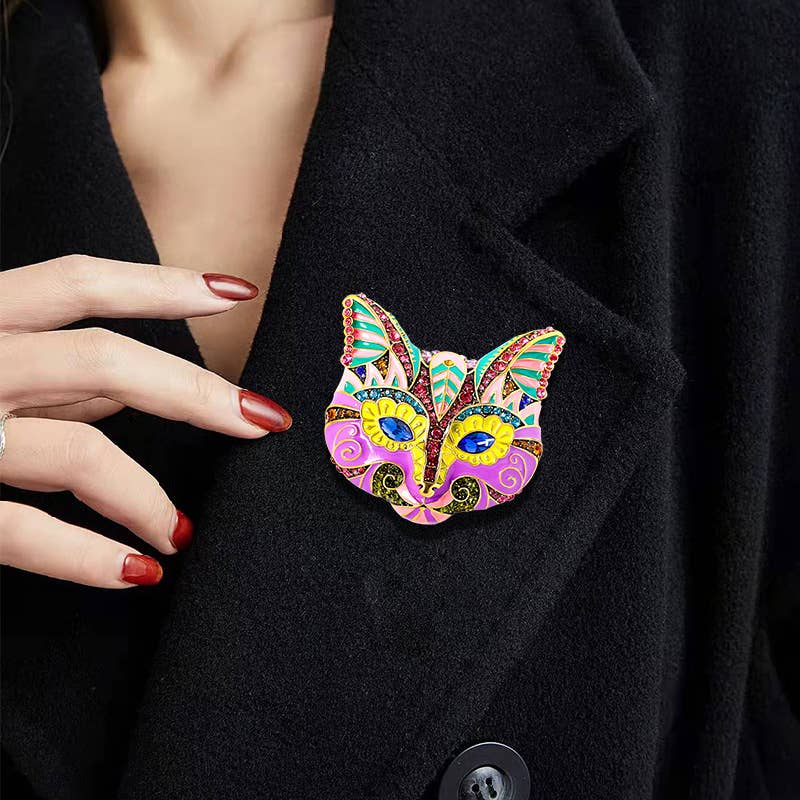 Vintage Cat Mask Brooch