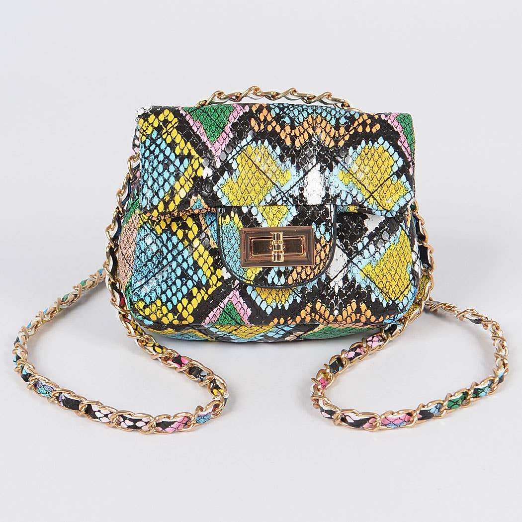 Multi Snake Quilted Mini Bag: Red