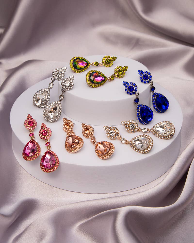 Rhinestone Pave Teardrop Cut Crystal Earrings