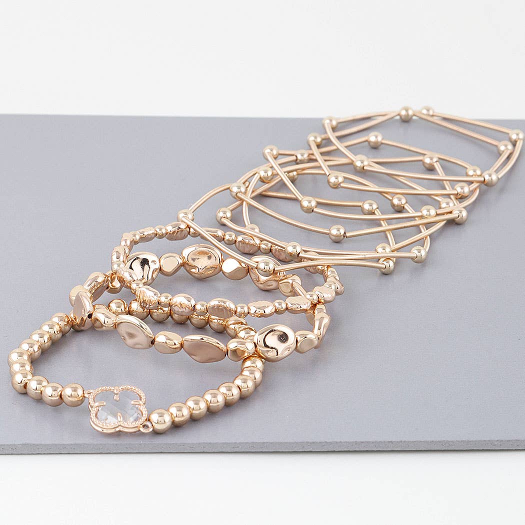Multi Clover Coil Beaded Bracelet: GD