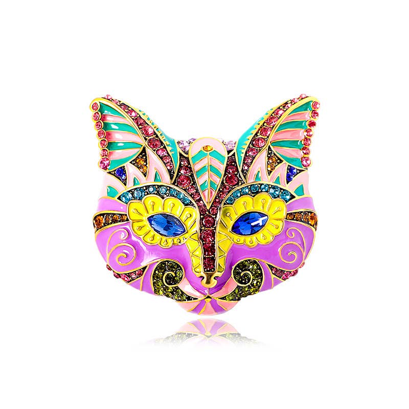 Vintage Cat Mask Brooch