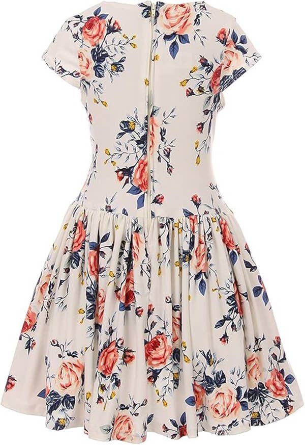 Floral Print Easter Holiday Party Flower Girl Sundress: Blue / 6