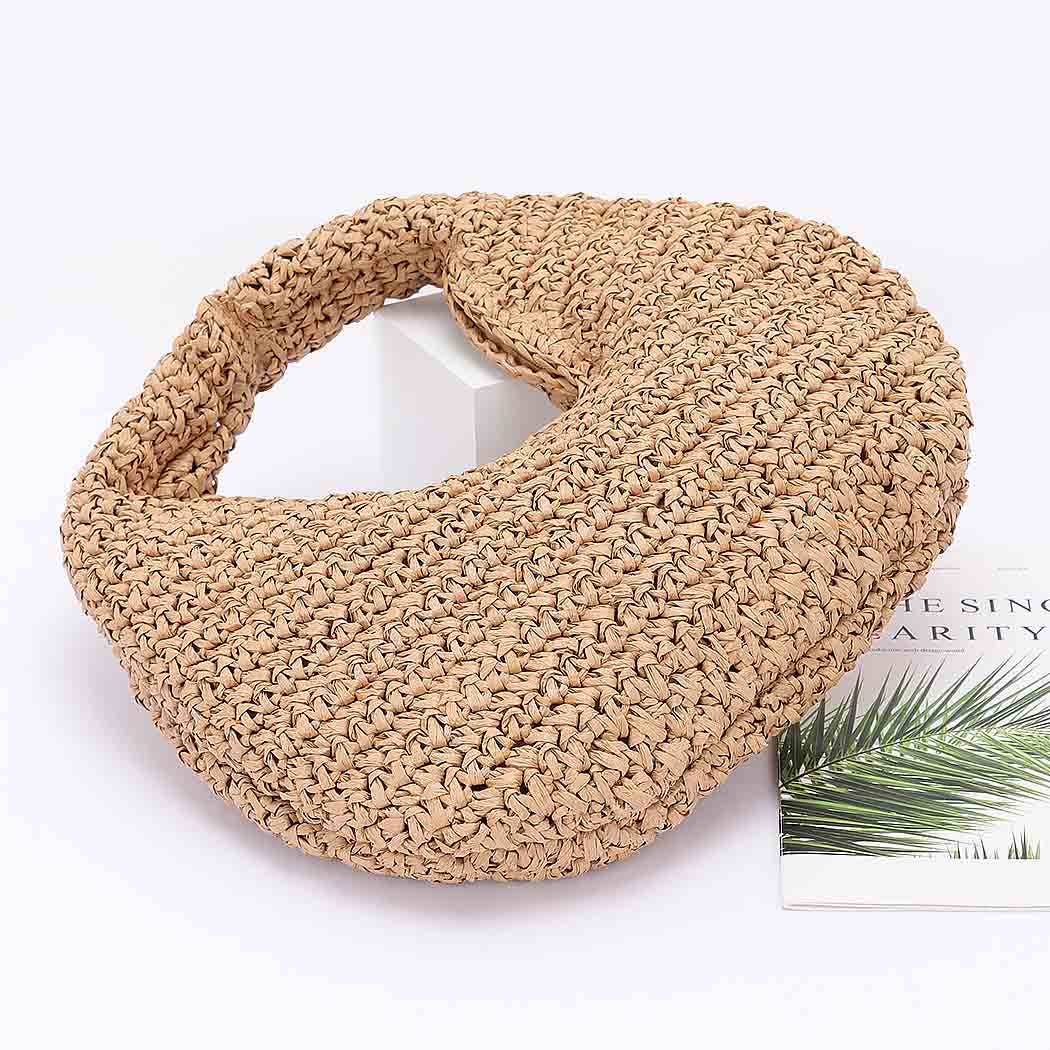 Faux Straw Braided Bindle Bag: KH