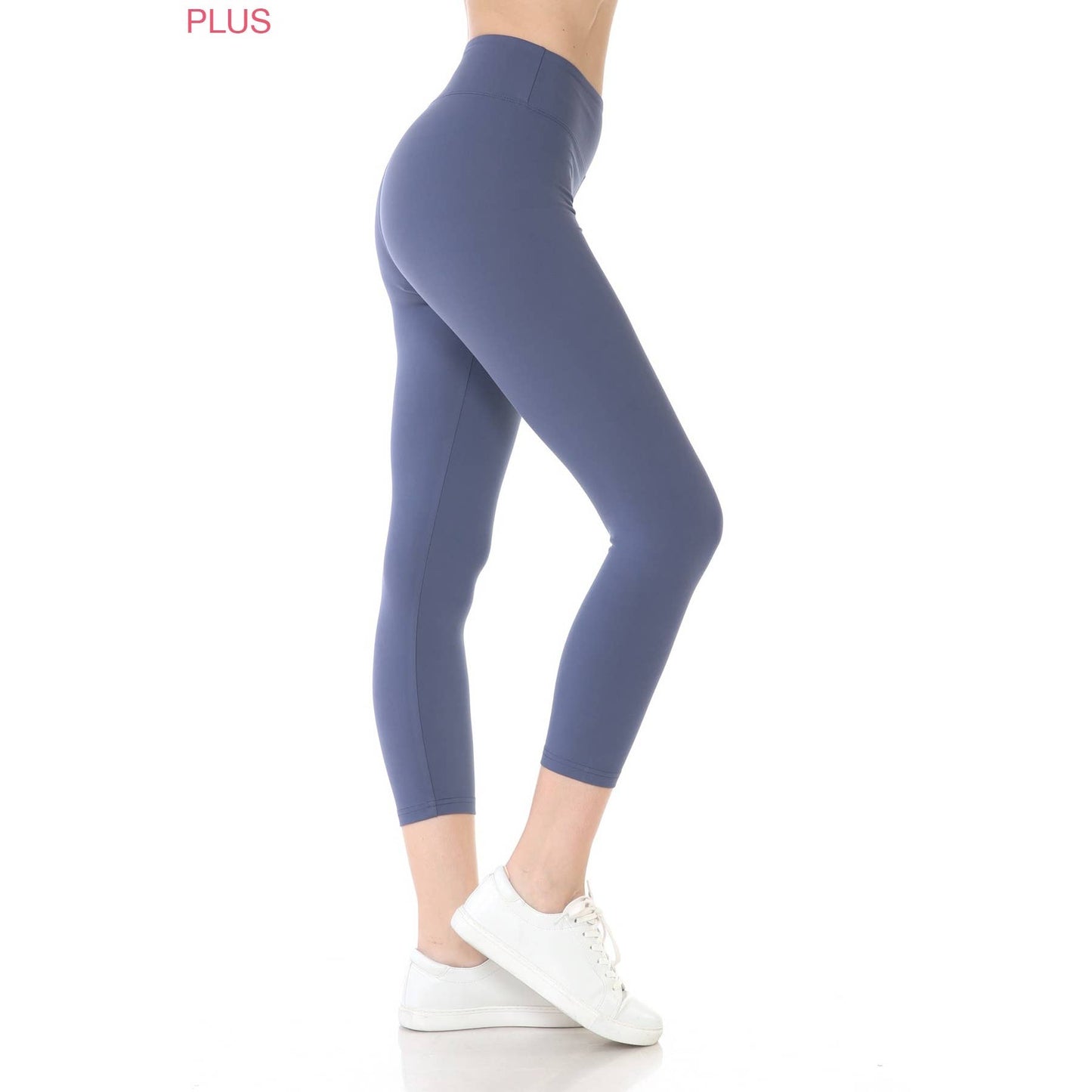 Plus Size 3" Yoga Band Premium Solid Activewear Leggings: Black