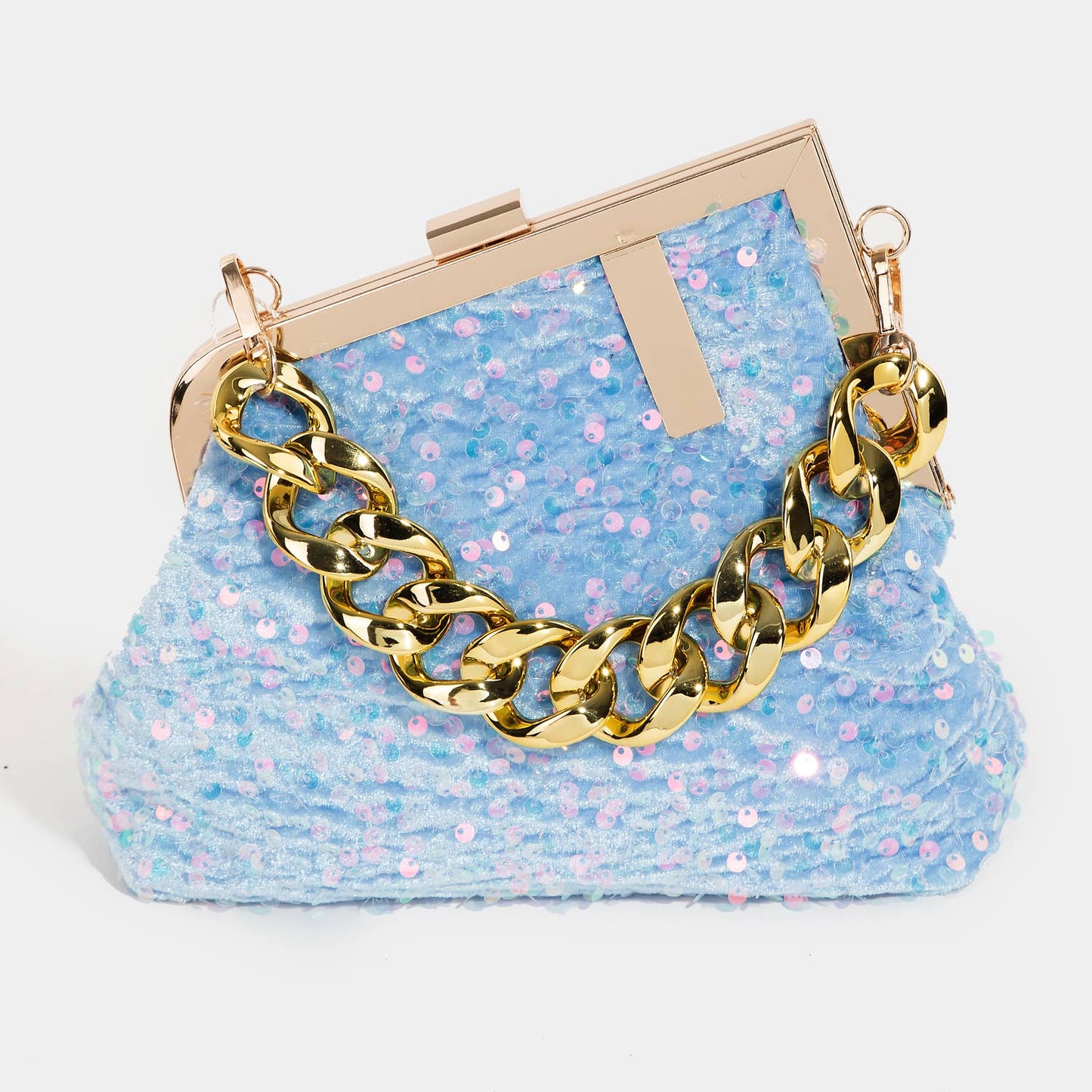 Abstract Metallic Frame Sequin Hand Bag
