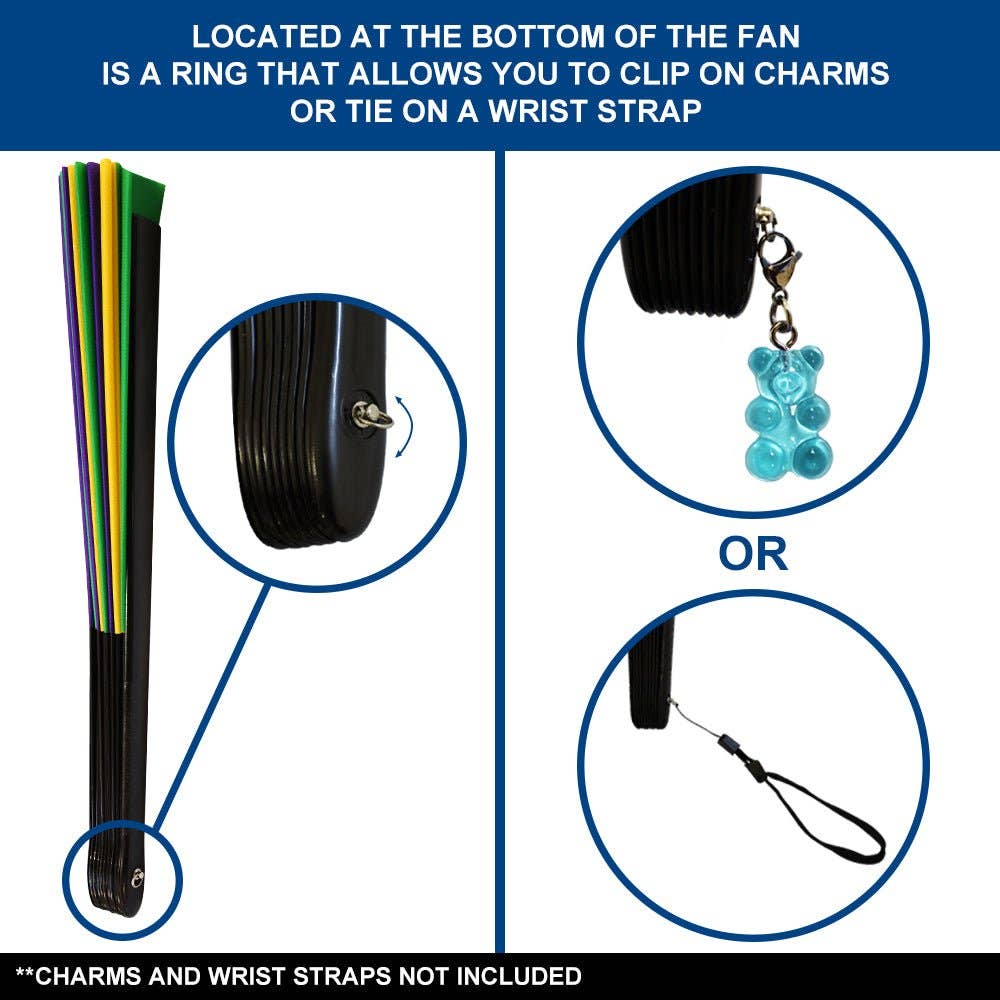 Mardi Gras (Stripes) X-Large Hand Fan