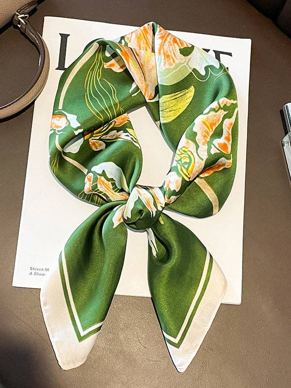 Floral Print Contrast Color Shawl and Scarf