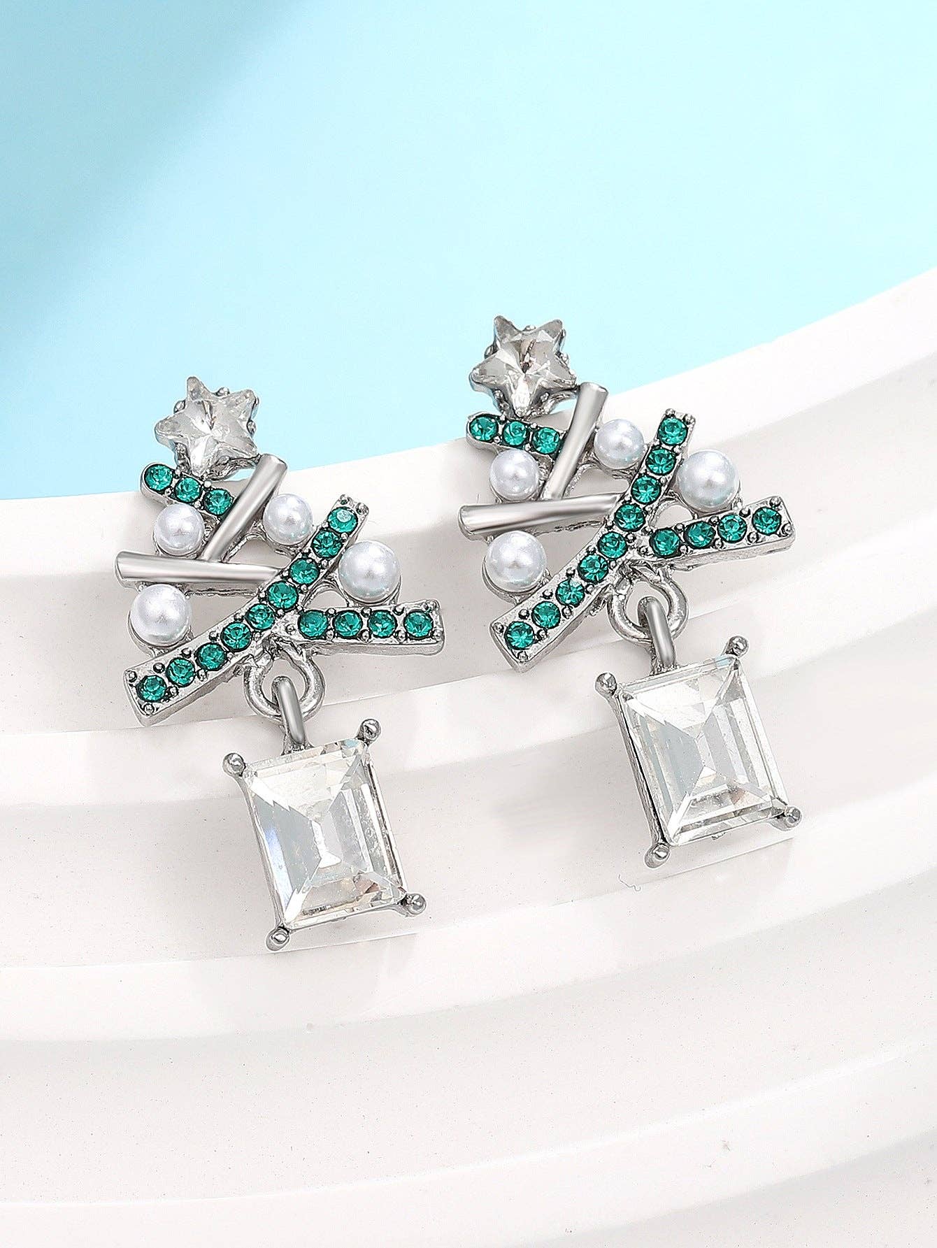 Luxury Colorful Christmas Tree Ear Studs for Women