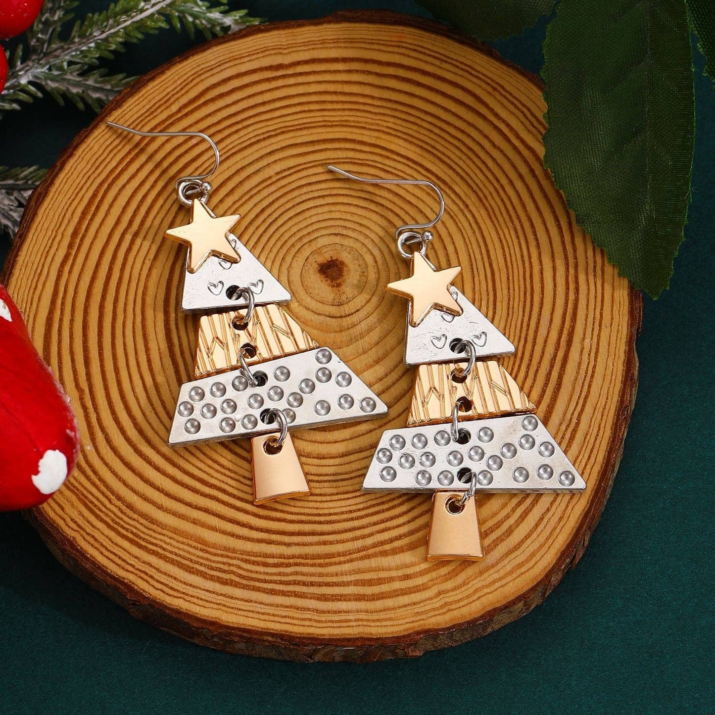 Luxury Colorful Christmas Tree Ear Studs for Women